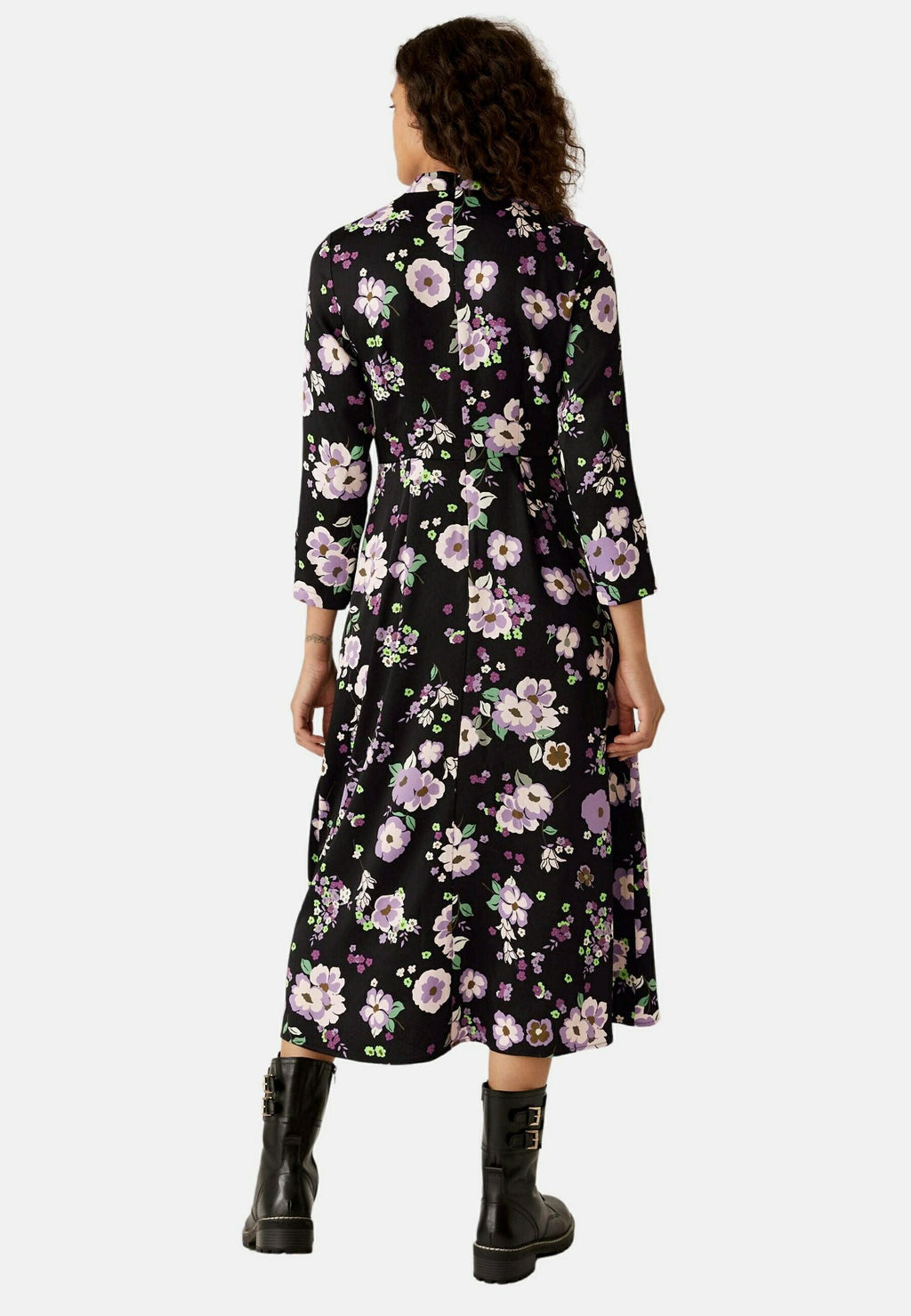 Marks & Spencer SATIN FLORAL BUTTON DETAIL MIDI