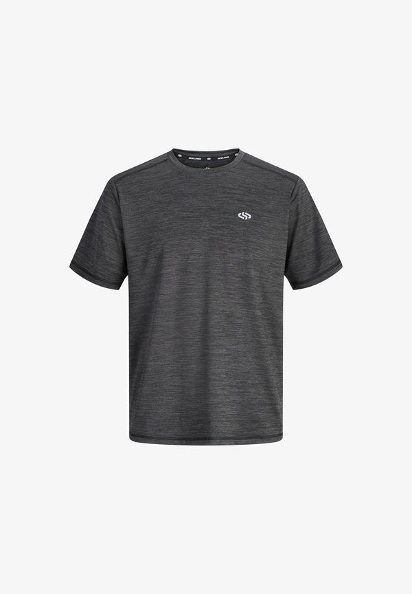 Jack & Jones TRAINING TOP BADGE TRAINING TOP - Print T-shirt - black melange