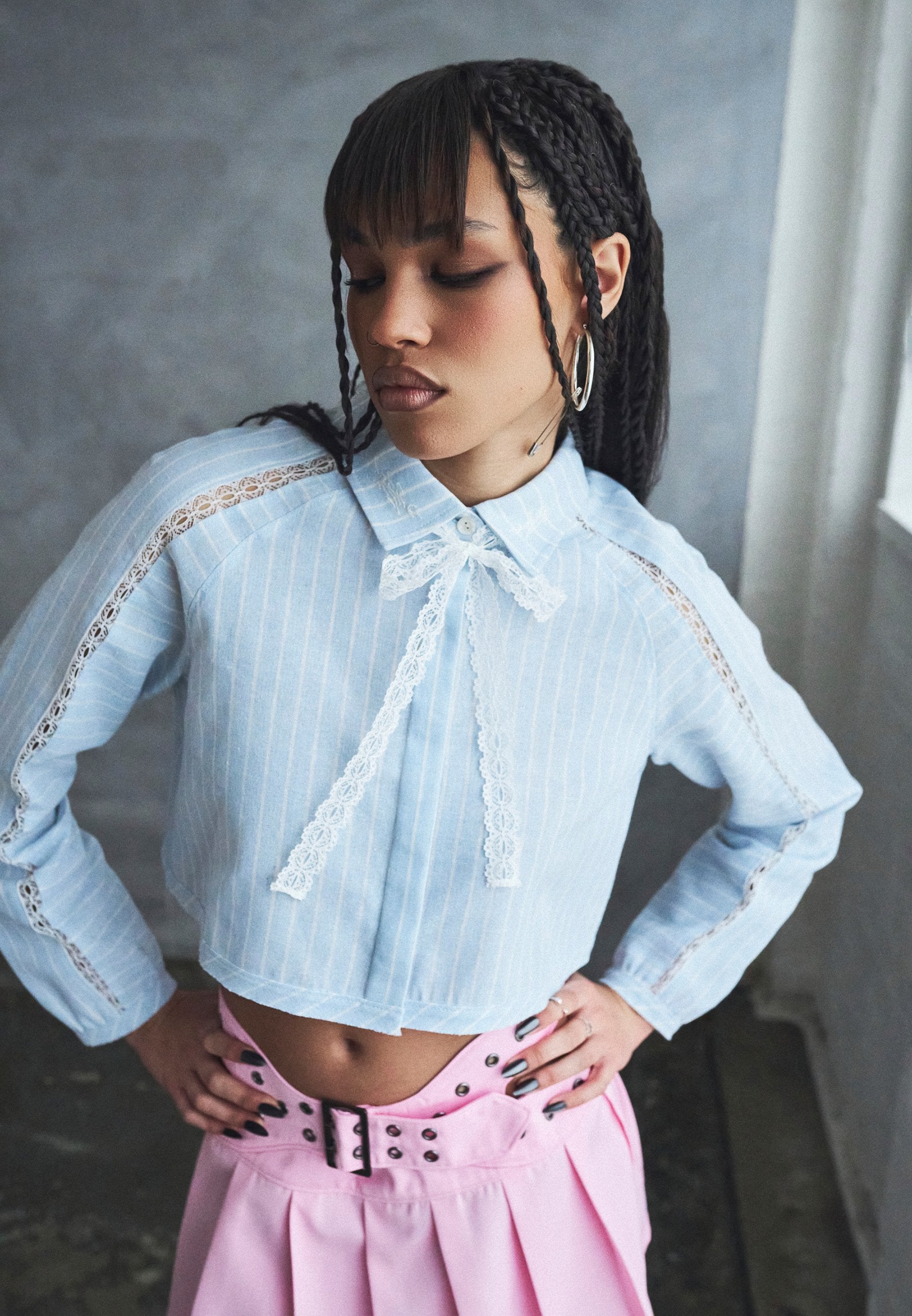 Koi Footwear HONEYDROP STRIPED CROP SHIRT