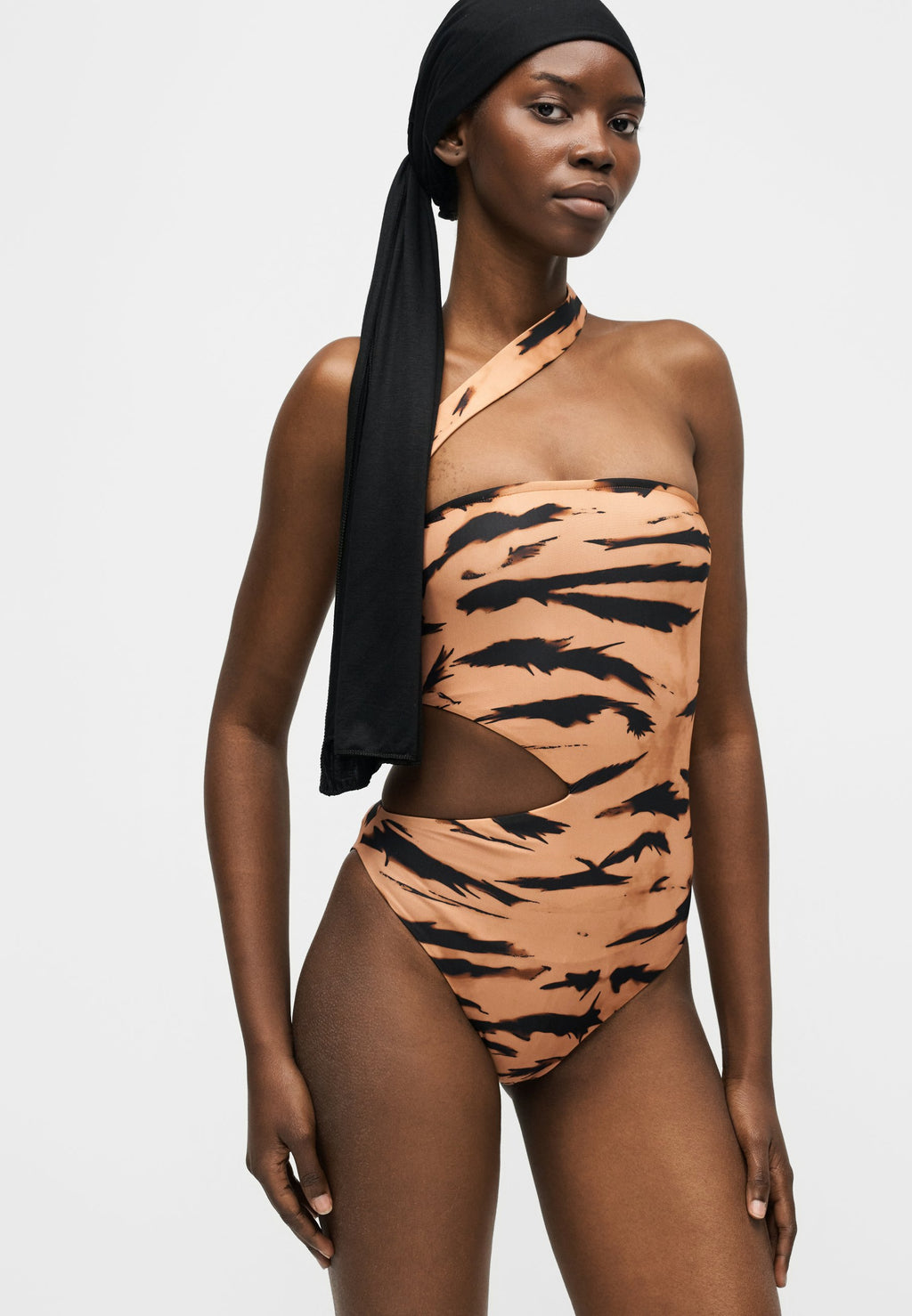 ADRIANA DEGREAS ONE SHOULDER CUT OUT SWIMSUIT