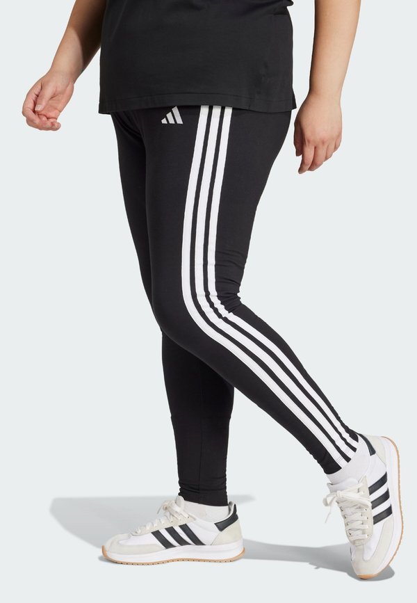 adidas Sportswear ESSENTIALS 3 STRIPES PLUS SIZE - Leggings - black white