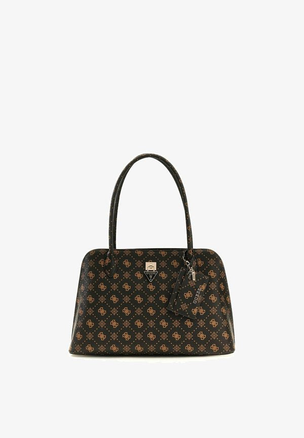 Guess PATSIE TOTE - Handbag - espresso logo