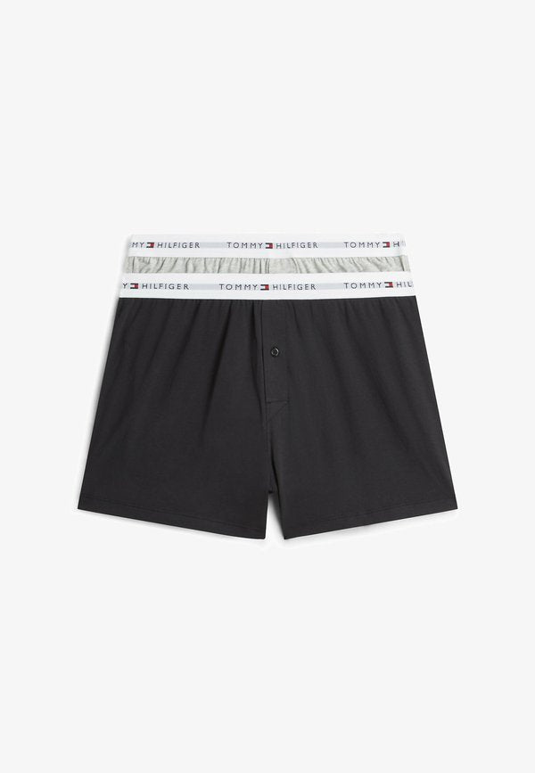 Tommy Hilfiger TOMMY HILFIGER 2-PACK SIGNATURE LOGO LOOSE BOXER SHORTS - Boxer shorts - black ice grey heather