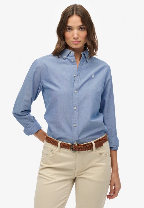 Superdry & Co OXFORD LONG SLEEVE - Button-down blouse - azure blue chambray oxford
