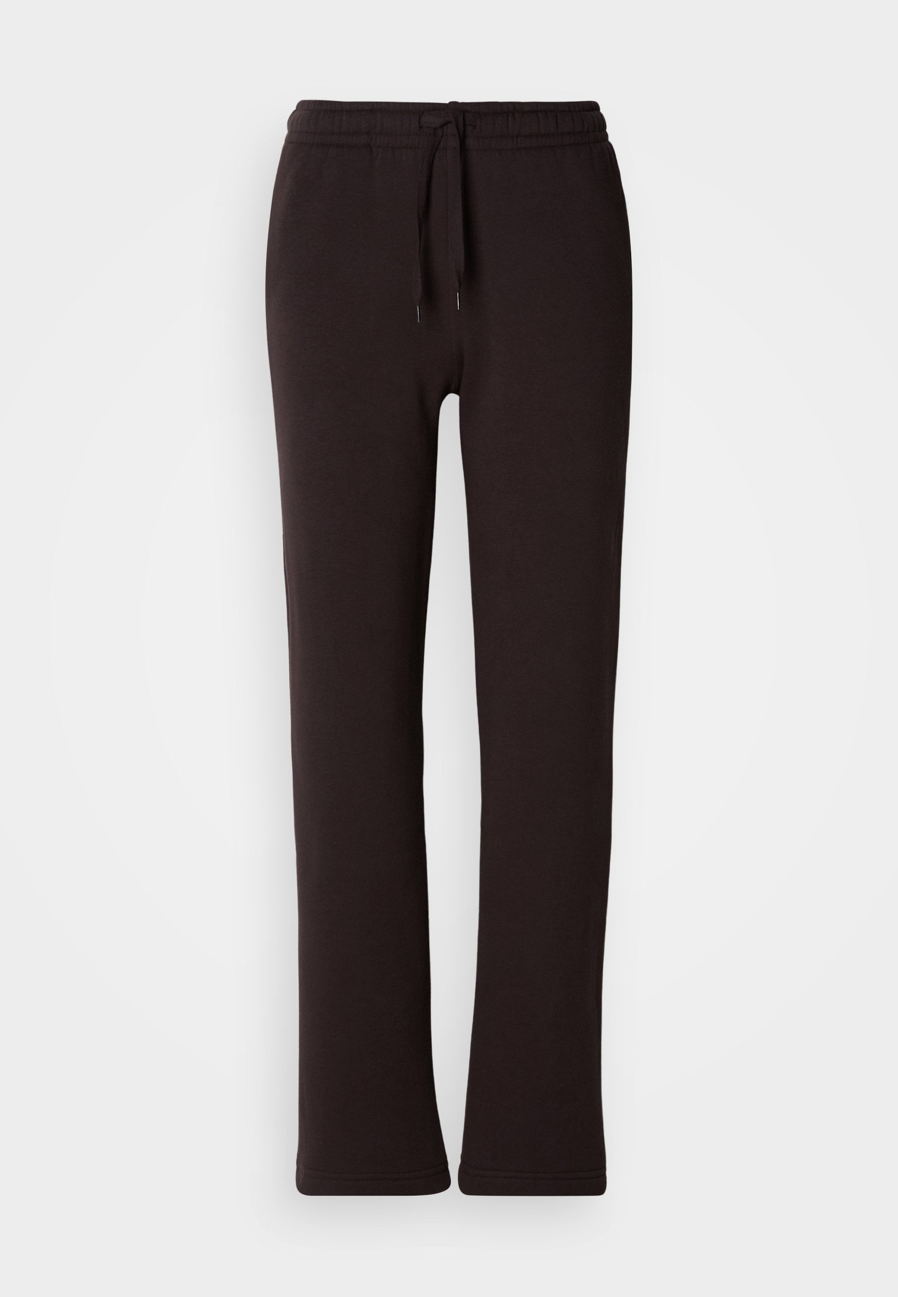 Schwarze Sweatpants aus weichem Material, mit einem elastischen Bund und Kordelzug, geraden Beinen und ohne sichtbare Muster oder Akzente.