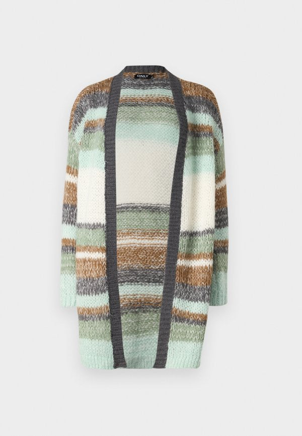ONLY ONLALYSSA LIFE CARDIGAN - Cardigan - magnet stripes/aqua gray/cloud dancer/hedge green