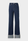 Vero Moda Wide-fit VMTESSA High rise Wide Fit - Cropped - Wide Leg - dark blue denim