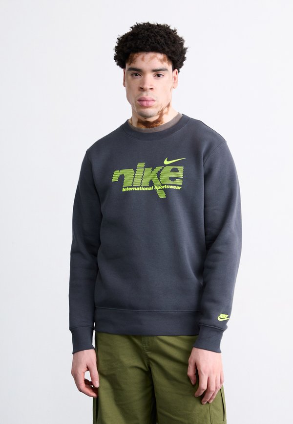 Nike Sportswear CLUB CREW SPORT - Sweatshirt - anthracite/volt