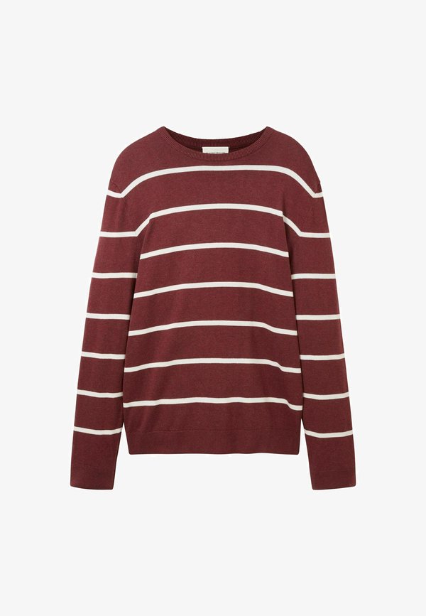 TOM TAILOR GESTREIFT MIT GERIPPTEN RUNDHALS - Jumper - rot