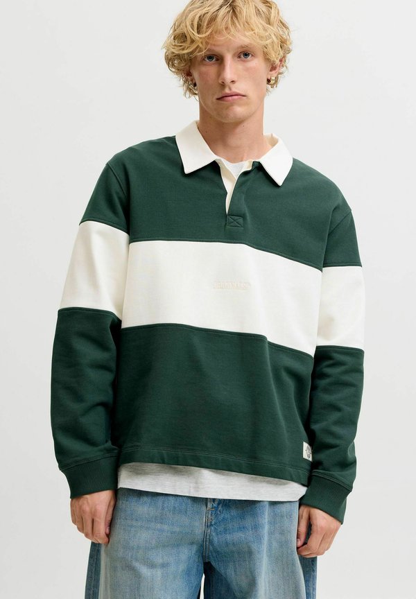 Jack & Jones JORFREDERIKSBERG BLOCKING SWEAT POLO SN - Sweatshirt - pine grove