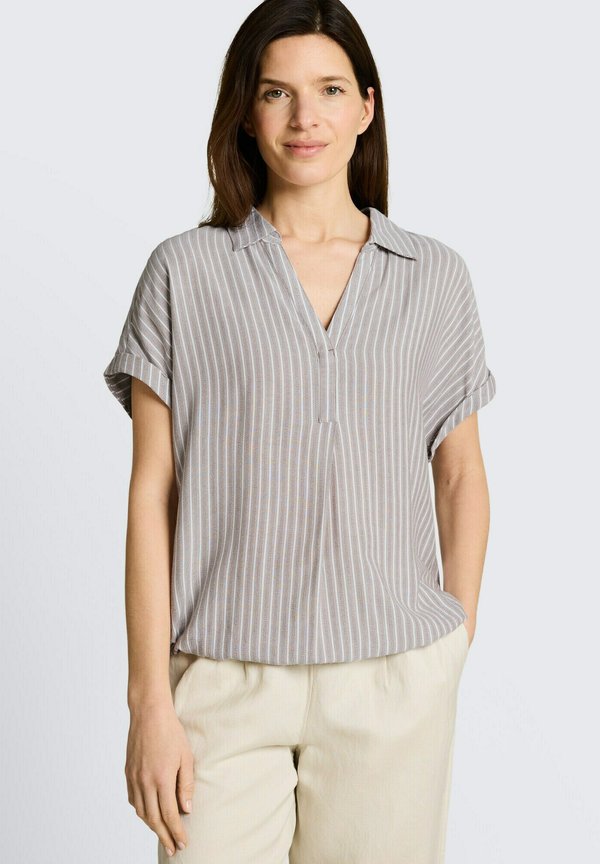 TOM TAILOR TOM TAILOR BLUSEN & SHIRTS LOOSE FIT BLUSE MIT STREIFENMUSTER - Blouse - taupe grey white stripe