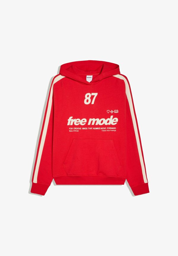 Bershka HOODIE SWEATER WITH SIDE STRIPES - Hoodie - red