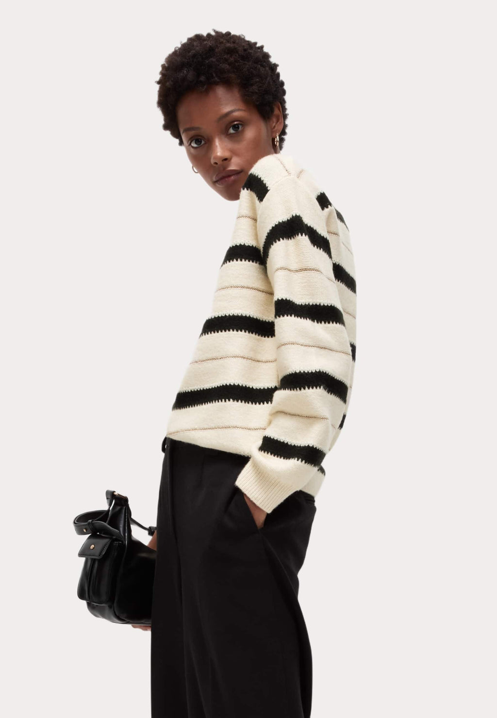 Marks & Spencer CLOUD-YARN STRIPED CREW NECK