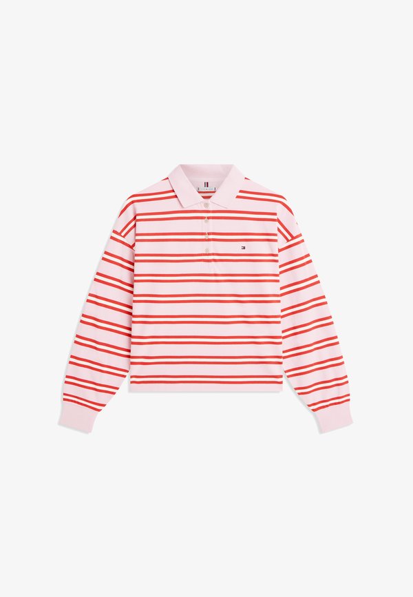 Tommy Hilfiger 1985 RELAXED FIT STRIPE LONG SLEEVE POLO SHIRT - Long sleeved top - bonita pink/fireworks
