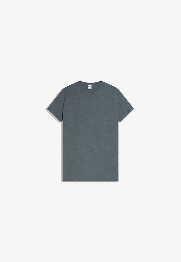 Bershka SHORT SLEEVE ROLL-UP - Basic T-shirt - dark grey