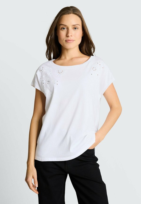 TOM TAILOR TOM TAILOR T-SHIRT T-SHIRT MIT LOCHSTICKEREIEN - Print T-shirt - white