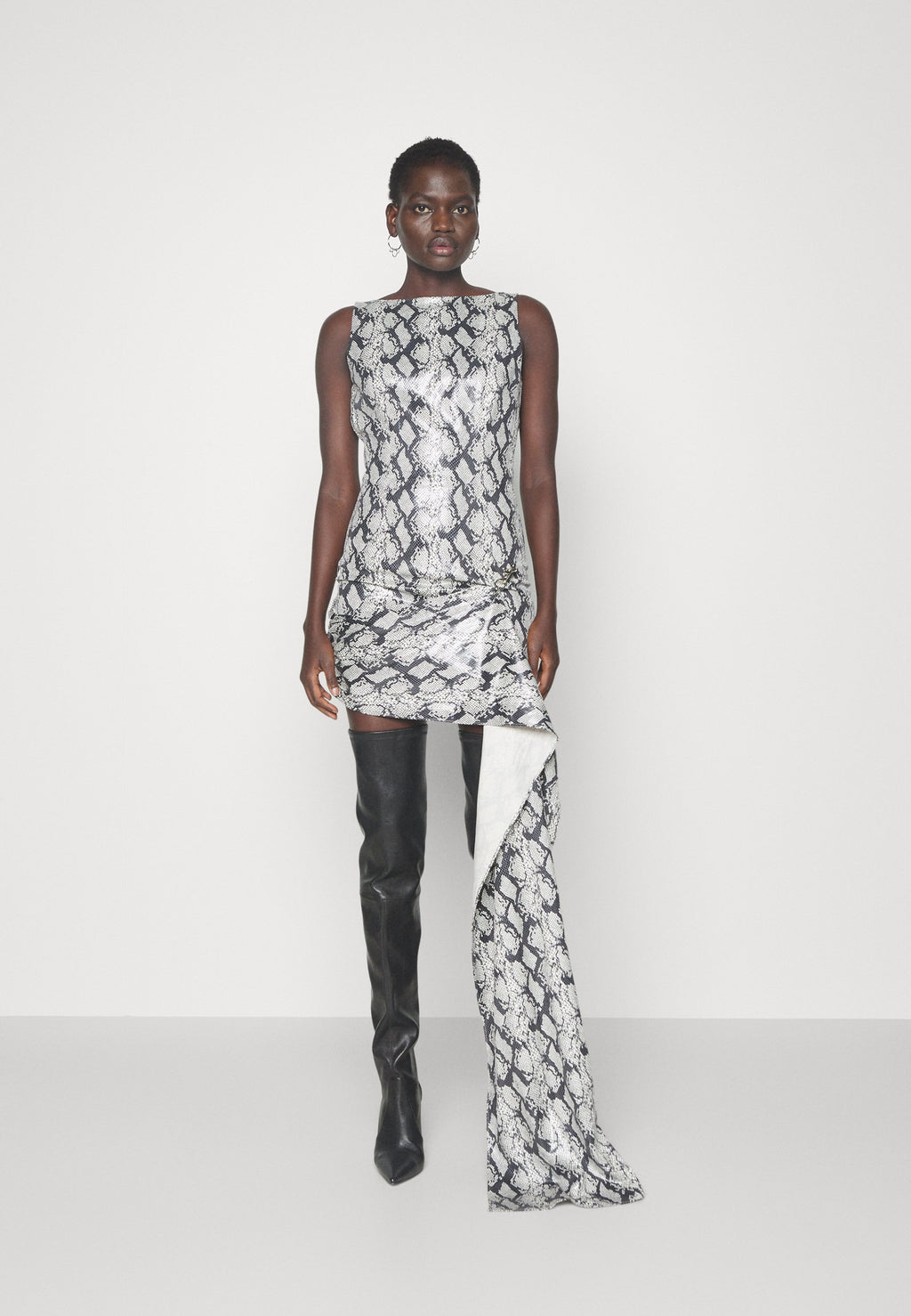 ROKH SHORT DRESS WITH TAIL BUCKLE