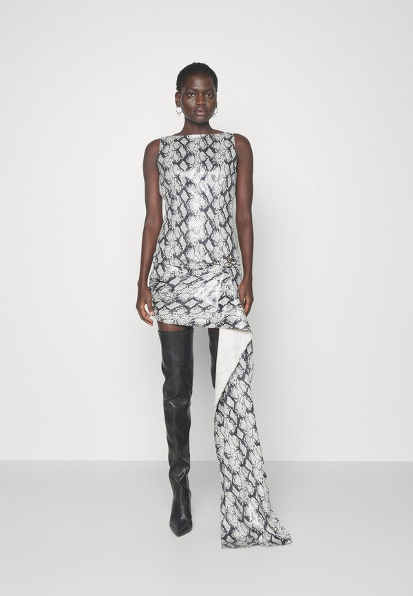 ROKH SHORT DRESS WITH TAIL BUCKLE