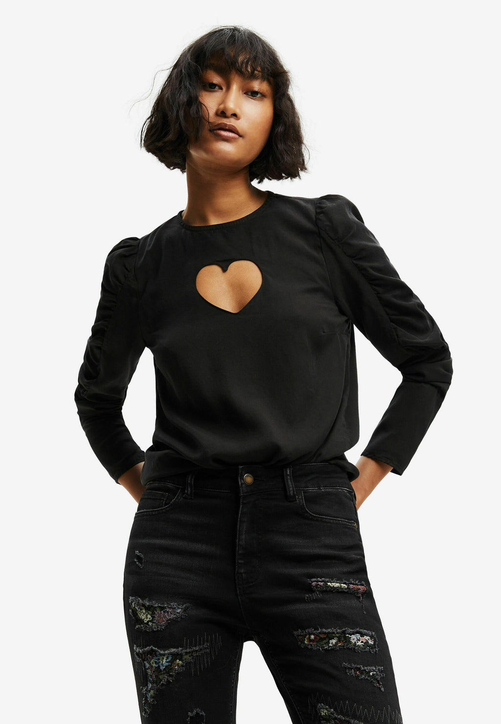 Desigual BALLOON SLEEVE WITH HEART