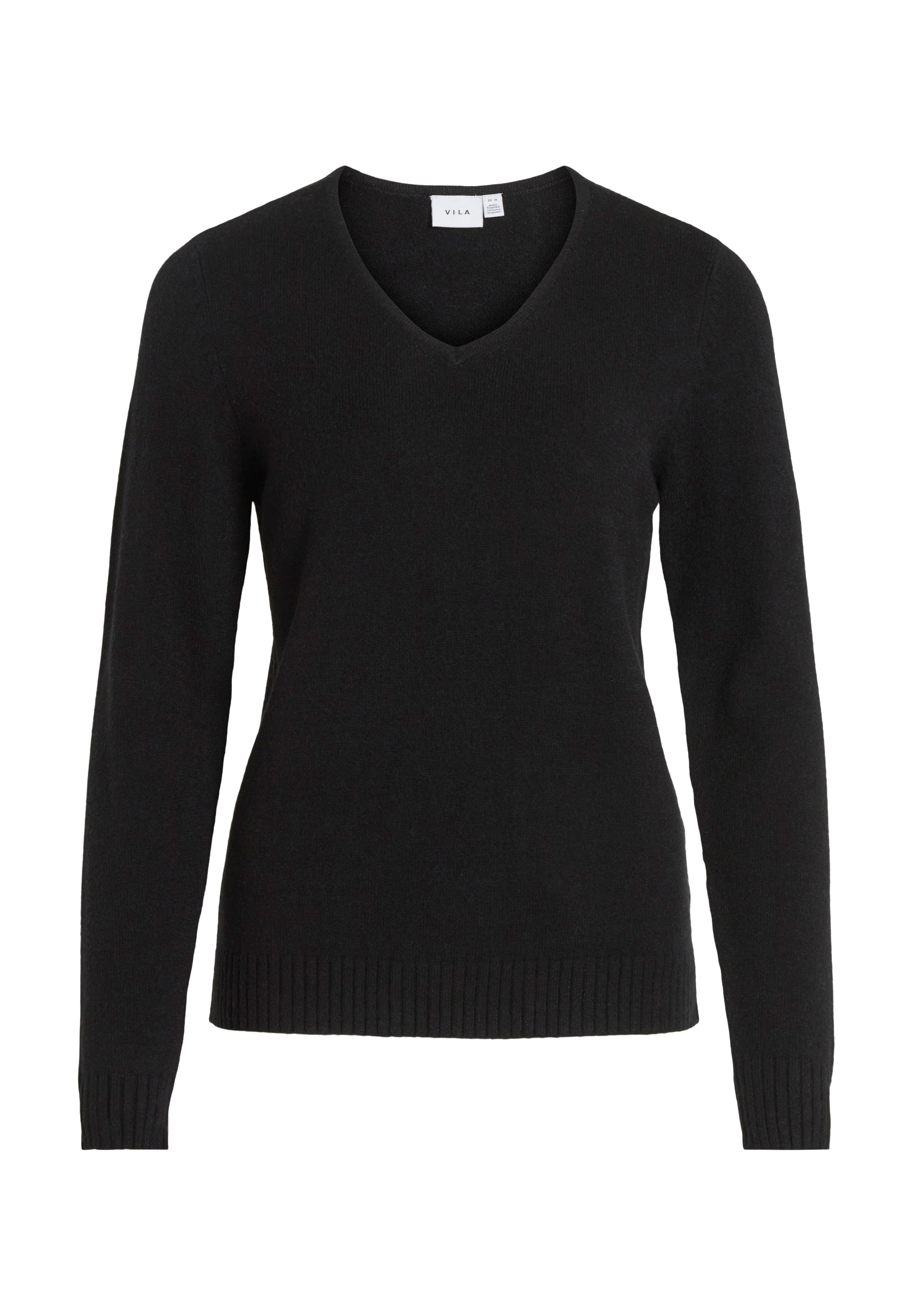 VILA VIRIL V-NECK L/S KNIT TOP - NOOS