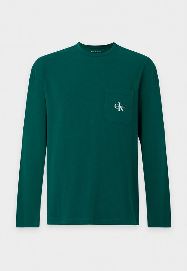 Calvin Klein Underwear CREW NECK GRAPHIC MONOGRAM STRETCH - Pyjama top - kings emerald green