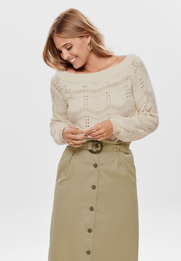 ONLY STRICKPULLOVER OFF SHOULDER - Jumper - eggnog