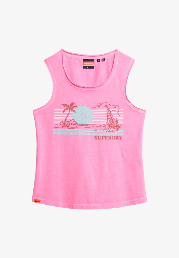 Superdry & Co STRIPE SCOOP NECK TANK  - Top - dry fluro pink