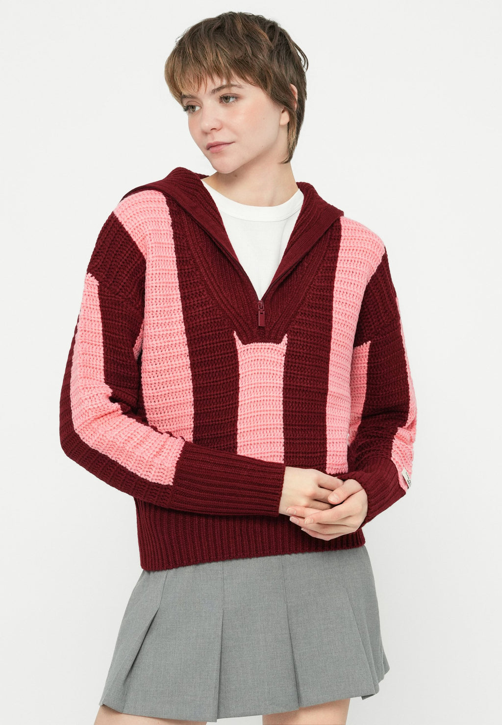 Colourful Rebel STRIPE ZIP PULLOVER