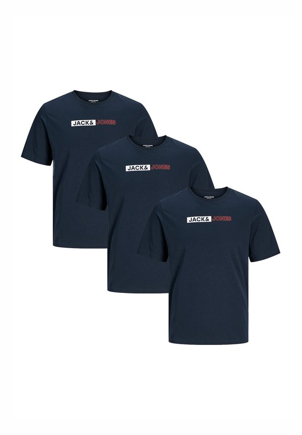 Jack & Jones 3ER PACK CORP - Print T-shirt - navy blazer