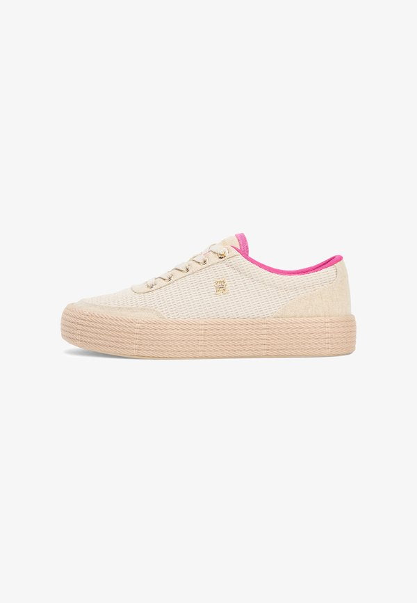 Tommy Hilfiger TH MONOGRAM CANVAS ROPE PLATFORM TRAINERS - Trainers - classic beige/fuchsia