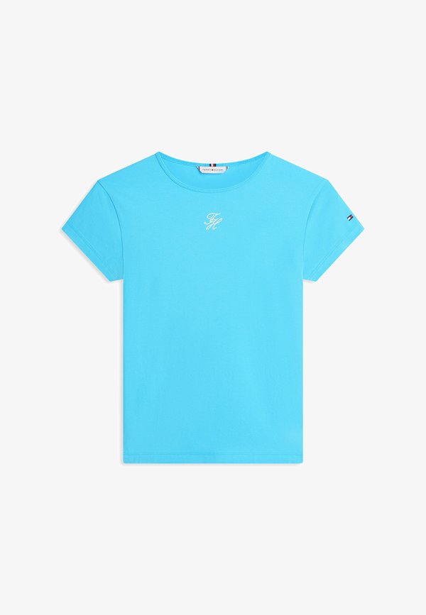 Tommy Hilfiger TEXTURED LOGO SLIM - Basic T-shirt - frigid blue