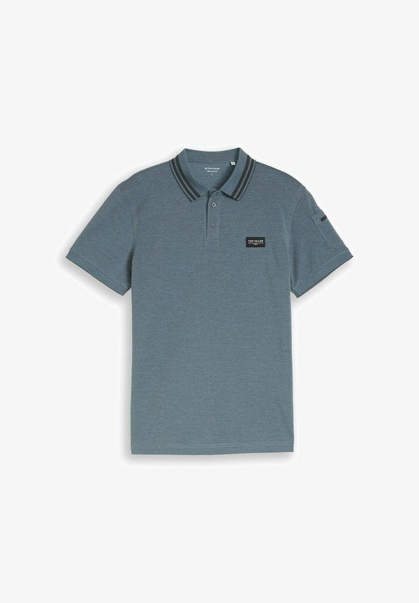 TOM TAILOR DETAILED - Polo shirt - blue grey two tone