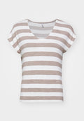 ONLY ONLLIRA LIFE V NECK - Print T-shirt - mocha meringue/cloud dancer