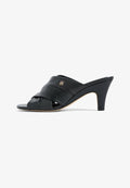 Tommy Hilfiger LEATHER CROSSOVER STRAP HEELED MULES - Heeled mules - black
