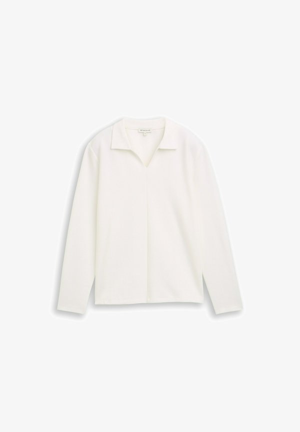 TOM TAILOR LANGARM MIT KRAGEN - Polo shirt - whisper white