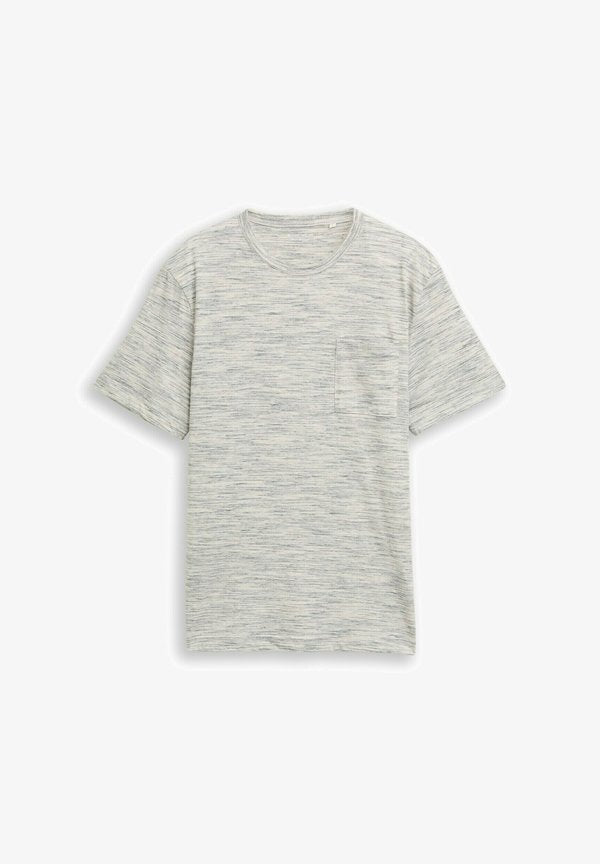TOM TAILOR IN MELANGE-OPTIK MIT BRUSTTASCHE - Basic T-shirt - gardenia white multi inject