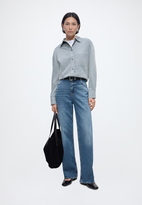 Marc O'Polo BLOUSE, BOXY SHAPE, KENT COLLAR, CHEST POCKET, LONGSLEEVE, GARMENT DYED, SOLID