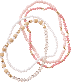 Armbänder elastisch mit Perlen, rosa/weiß ebelin