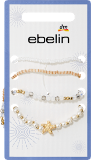 Armbänder elastisch mit Perlen, weiß/Gold-Optik ebelin