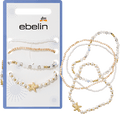Armbänder elastisch mit Perlen, weiß/Gold-Optik ebelin