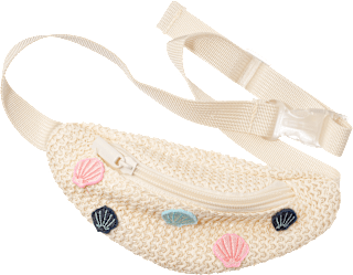Bauchtasche aus Bast mit Muscheln ebelin