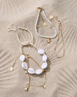 Fußketten mit Muscheln, Gold-Optik ebelin