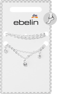 Fußketten mit Strass, Silber-Optik ebelin