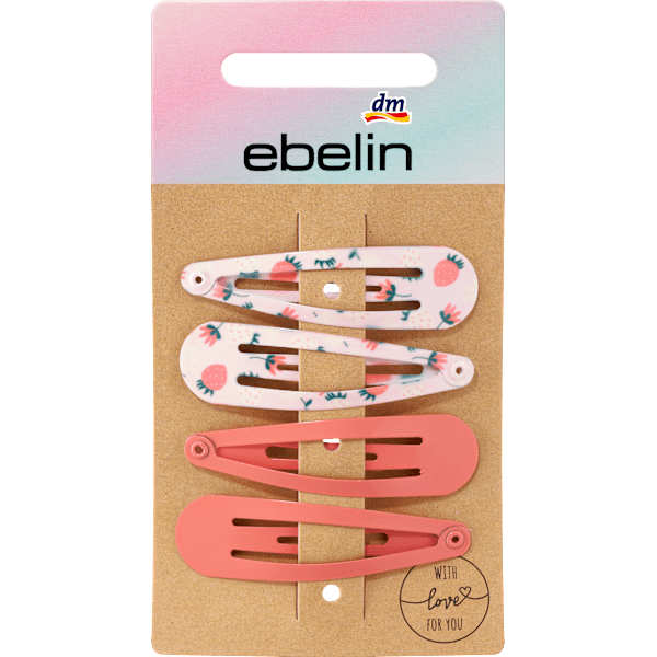 Haarclips Herzen/Erdbeeren ebelin