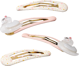 Haarclips mit Schwänen & Kronen, rosa ebelin
