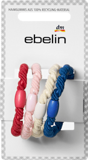 Haargummis gedreht, rot/rosa/weiß/blau ebelin