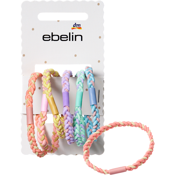 Haargummis geflochten, bunt ebelin