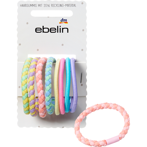 Haargummis geflochten, bunt ebelin