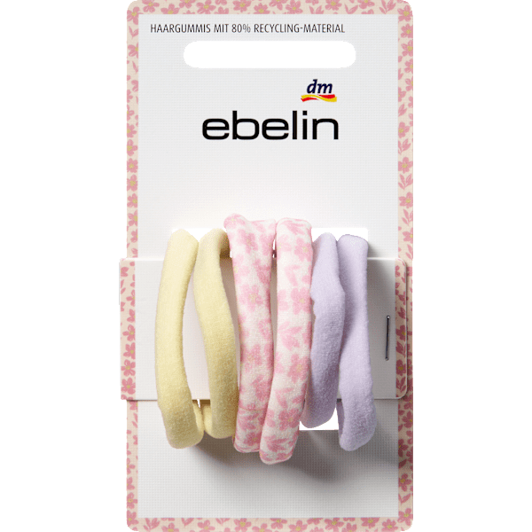 Haargummis gelb/flieder/Blumenmuster ebelin