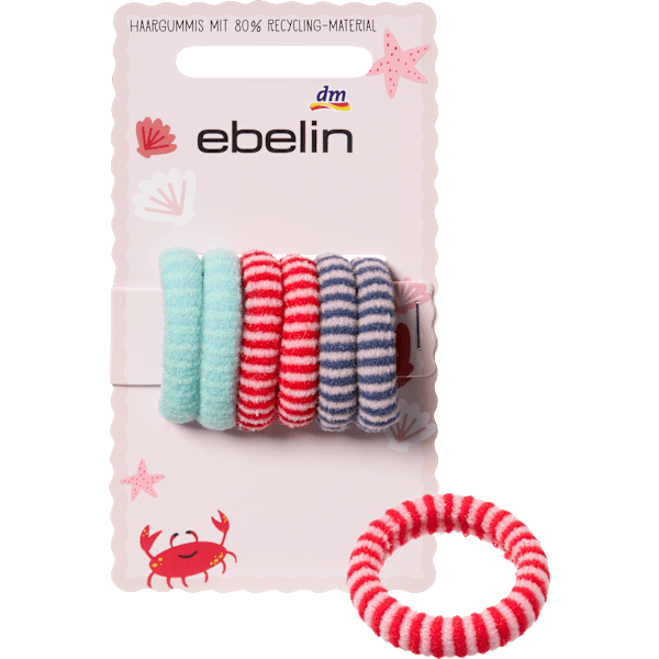 Haargummis gestreift, mint/rot/blau ebelin